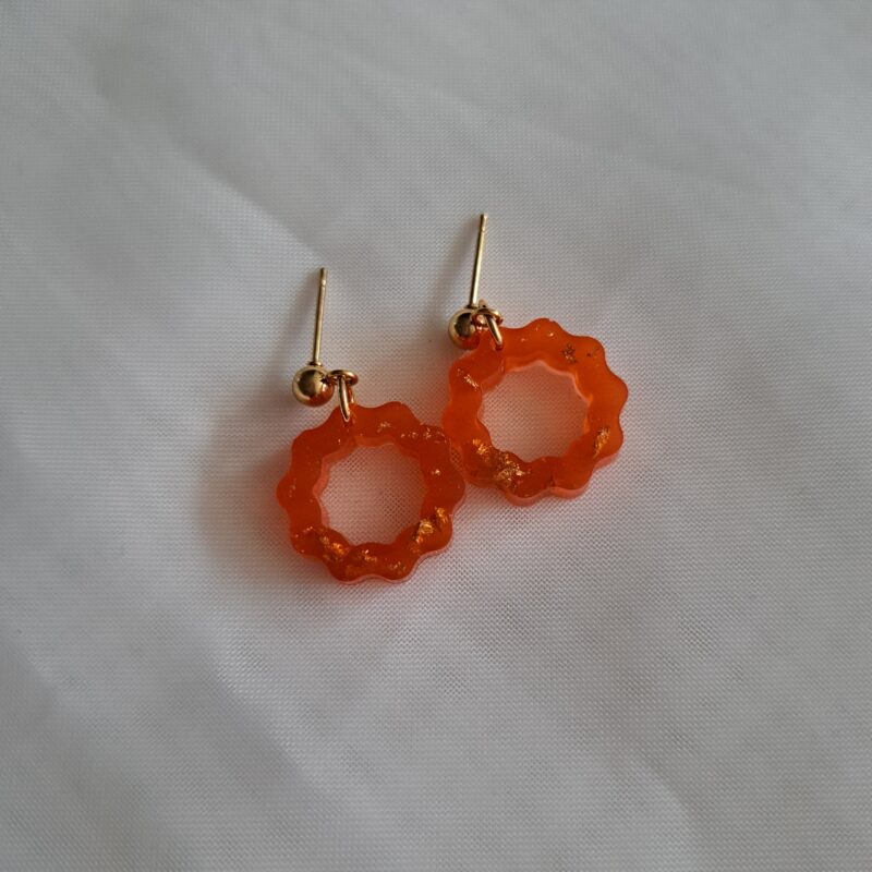 Oranje/roze oorbellen